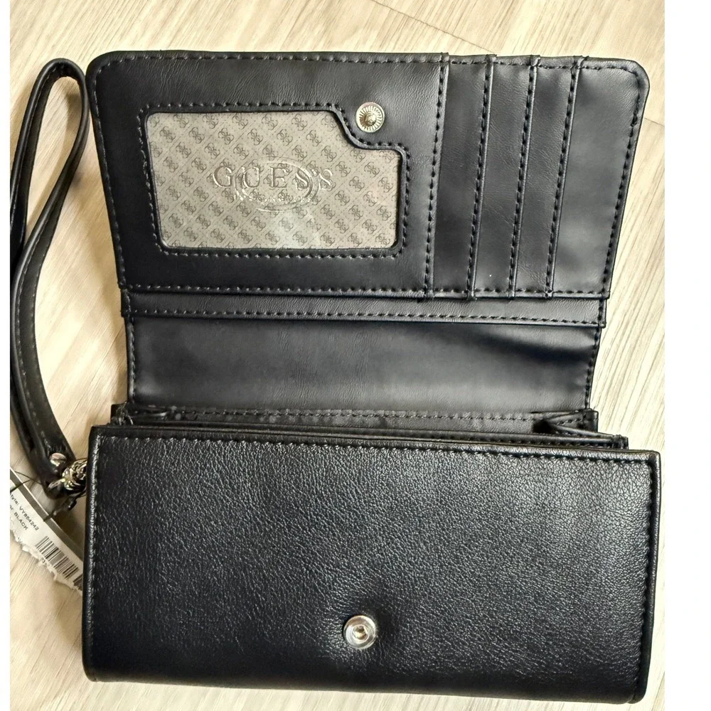 Guess Black Quilted Satchel Handbag and Matching Wristlet Wallet Set VY854242